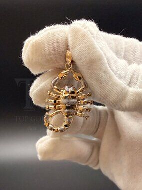 14K Two Tone Gold Scorpion Pendant